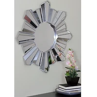 Silver Sunburst Wave Wall Mirror