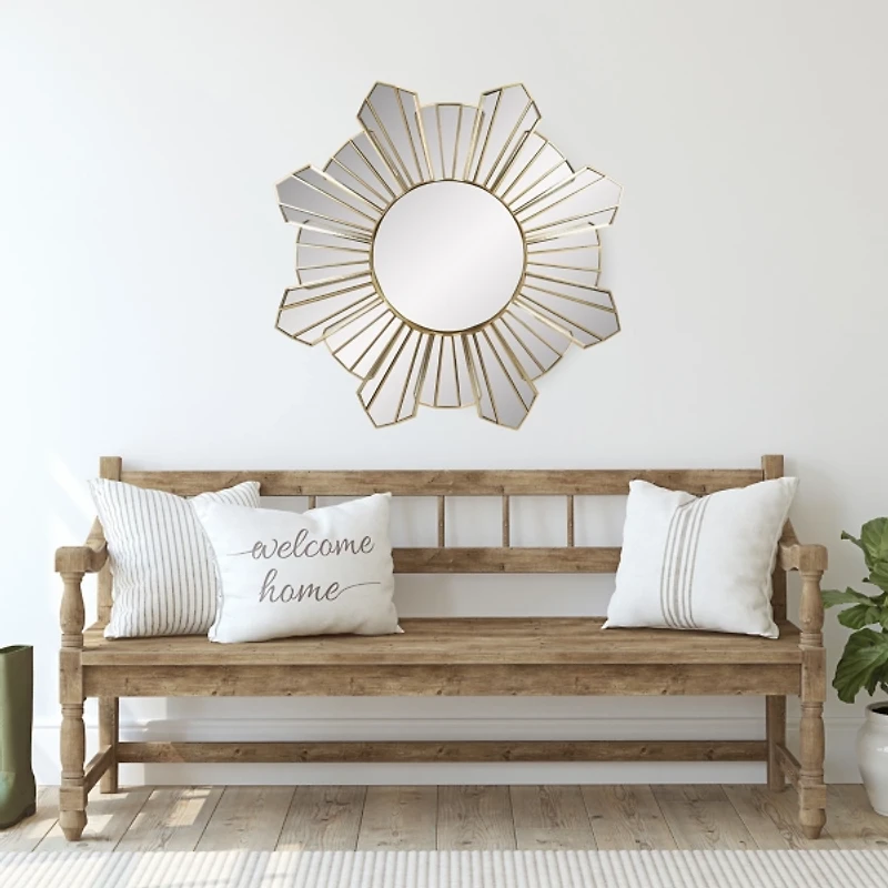 Gold Sunburst Wave Wall Mirror