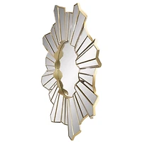 Gold Sunburst Wave Wall Mirror