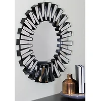 Black Sunburst Panels Wall Mirror