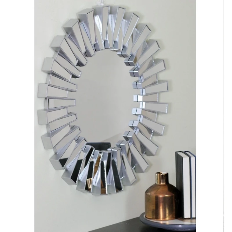 Silver Sunburst Panels Wall Mirror
