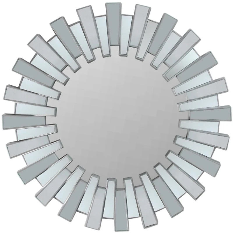 Silver Sunburst Panels Wall Mirror
