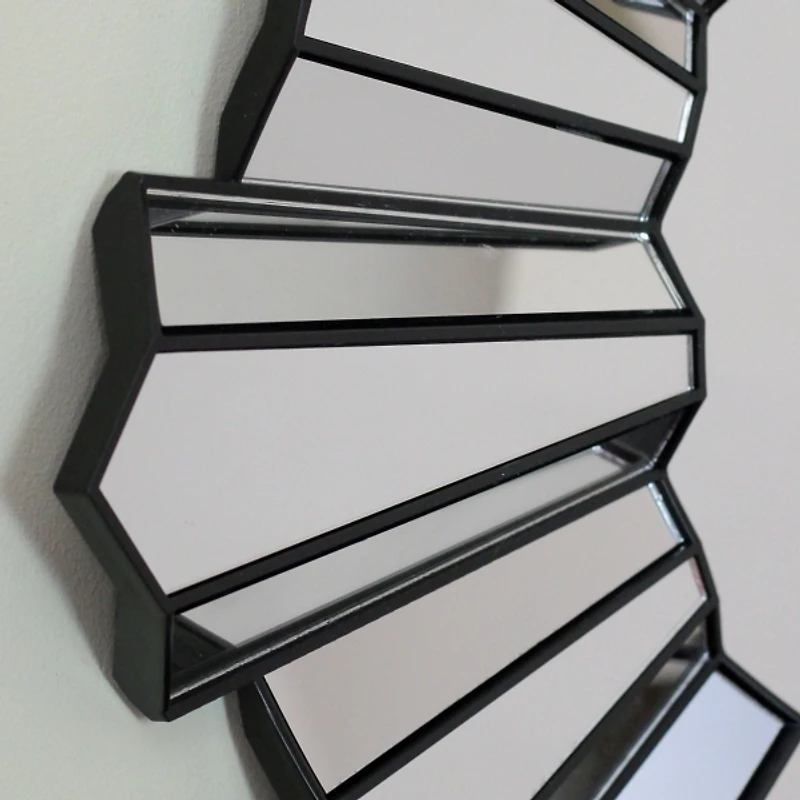 Black Sunburst Wave Wall Mirror