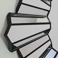 Black Sunburst Wave Wall Mirror