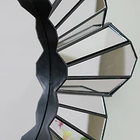 Black Sunburst Wave Wall Mirror