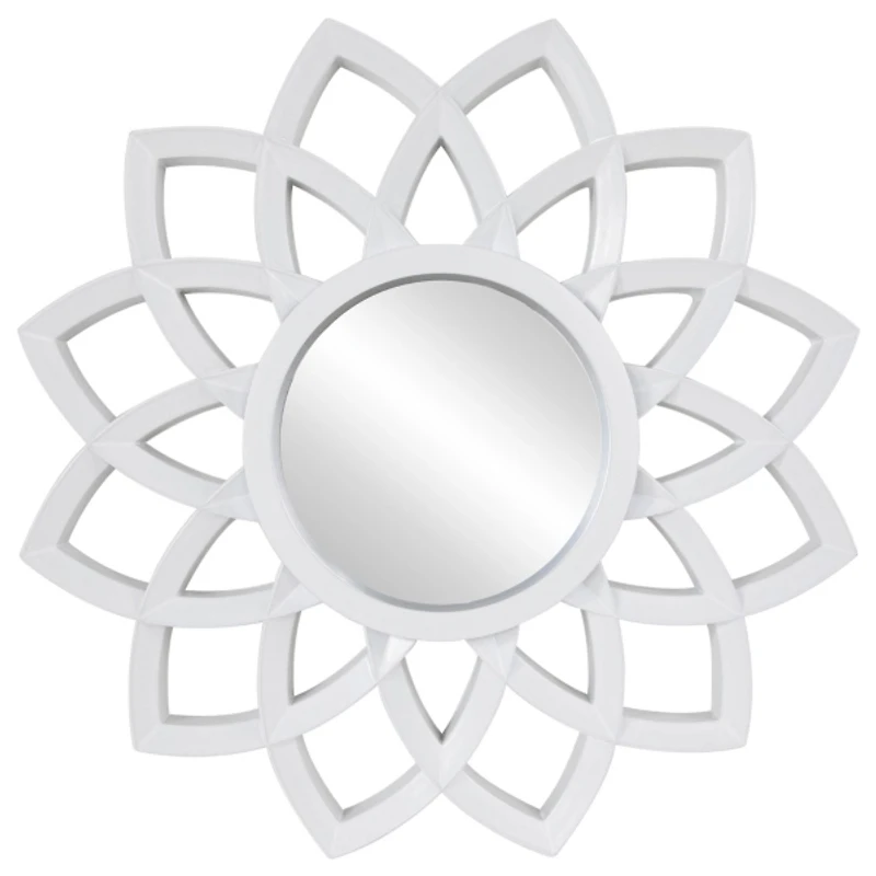 White Sunburst Flower Wall Mirrors, Set of 3
