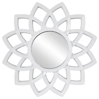 White Sunburst Flower Wall Mirrors, Set of 3