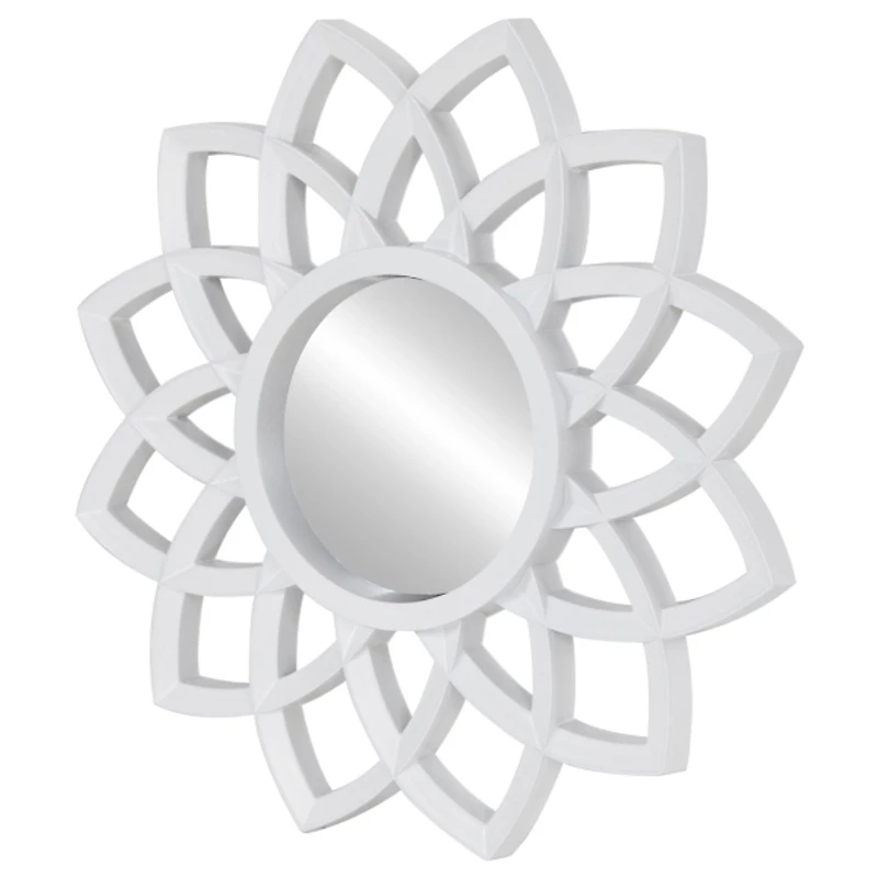 White Sunburst Flower Wall Mirrors, Set of 3