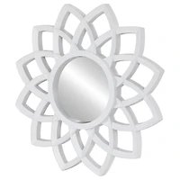 White Sunburst Flower Wall Mirrors, Set of 3