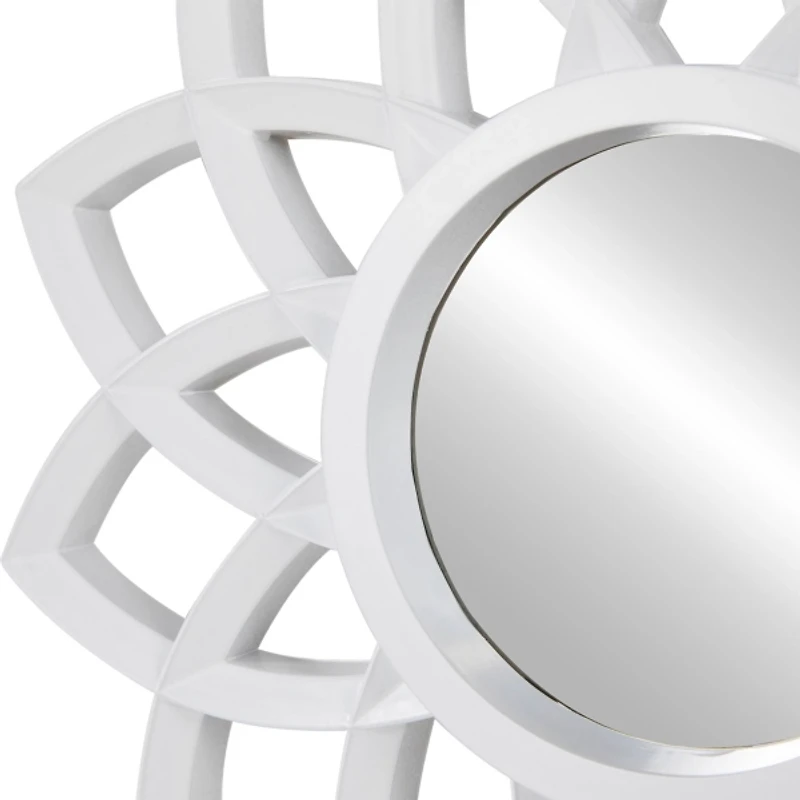White Sunburst Flower Wall Mirrors, Set of 3