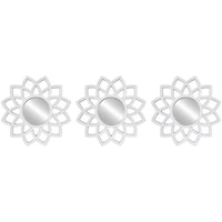 White Sunburst Flower Wall Mirrors, Set of 3