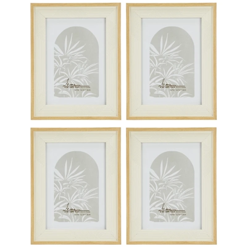 Cream Geometric Picture Frames, Set of 4