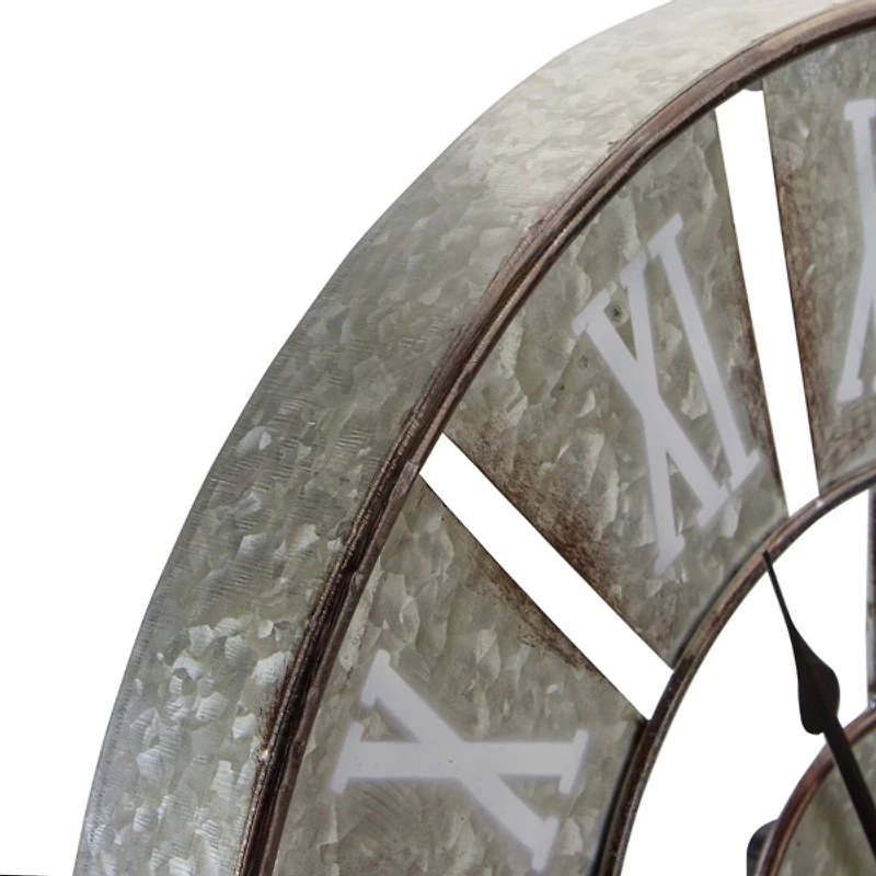 Round Galvanized Metal Wall Clock