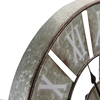 Round Galvanized Metal Wall Clock