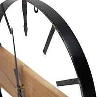 Round Metal and Wood Plank Wall Clock