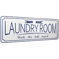 Blue and White Metal Laundry Room Wall Plaque