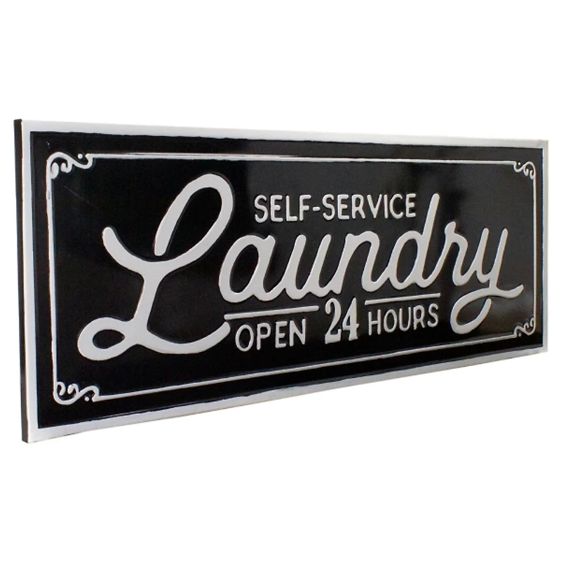 Self Service Laundry Metal Wall Plaque