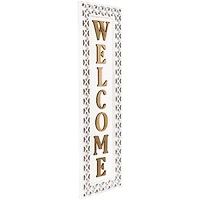 Welcome Quatrefoil Border Wood Wall Plaque