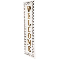 Welcome Quatrefoil Border Wood Wall Plaque