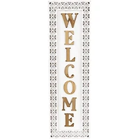 Welcome Quatrefoil Border Wood Wall Plaque