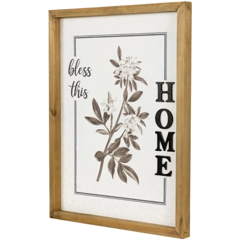 Bless This Home Floral Wall Plaque
