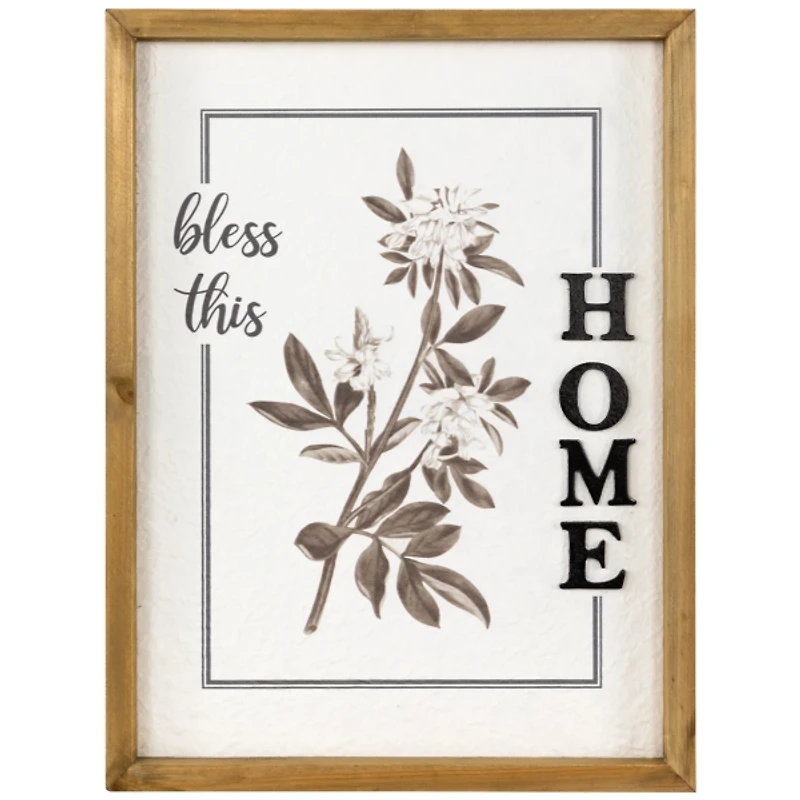 Bless This Home Floral Wall Plaque