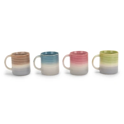 Colorblock Reactive Glaze Ceramic Mugs