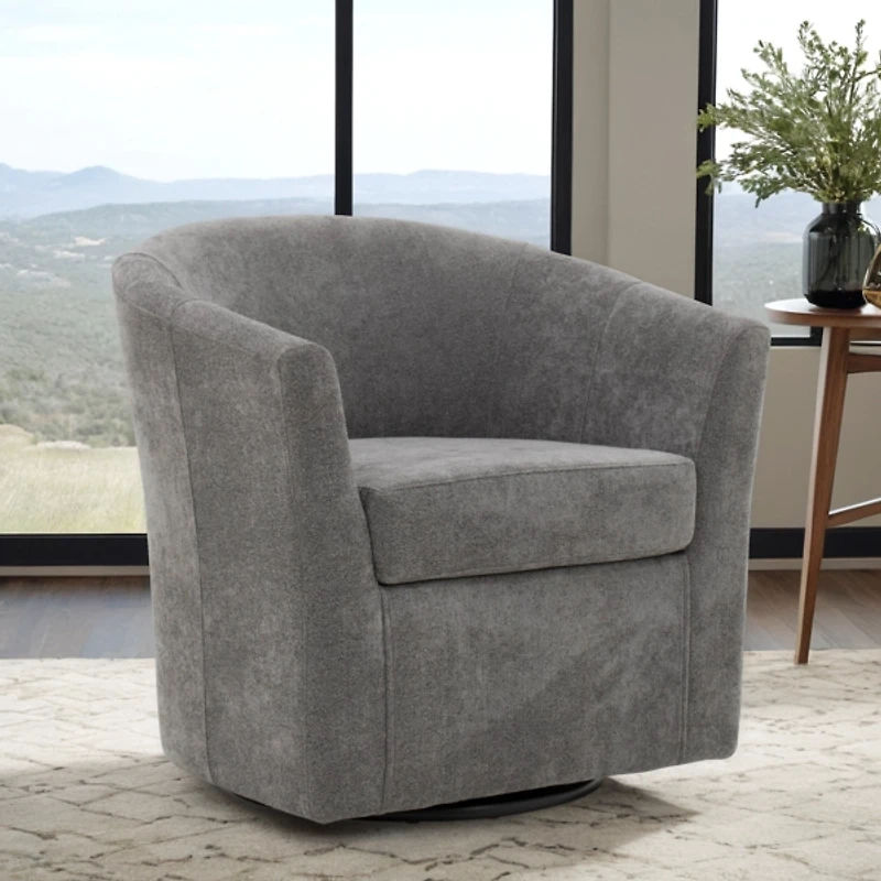 Chloe Gray Upholstered Swivel Chair