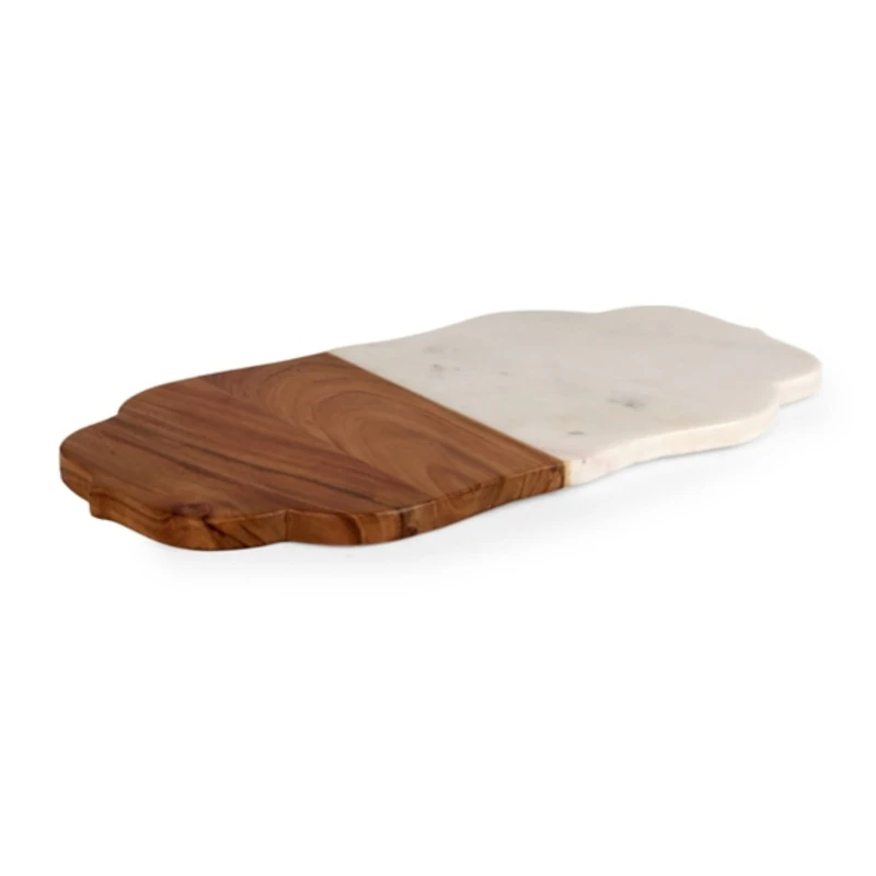 Wood and Marble Scalloped Serving Board