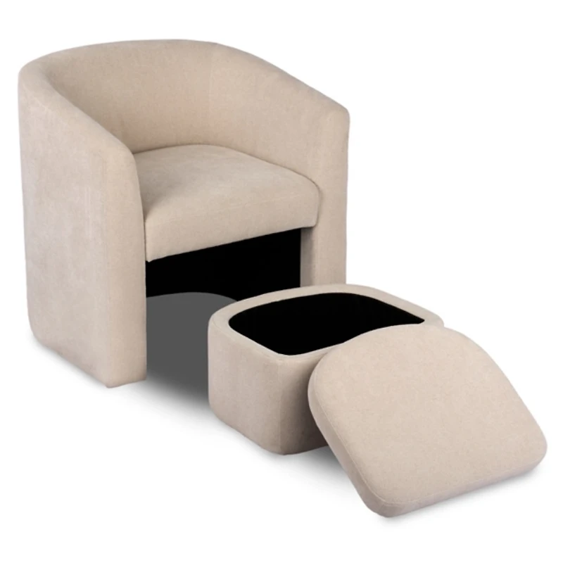 Bexley Natural Upholstered Chair & Ottoman Set
