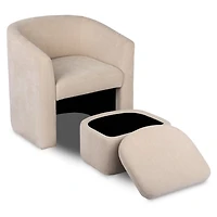 Bexley Natural Upholstered Chair & Ottoman Set