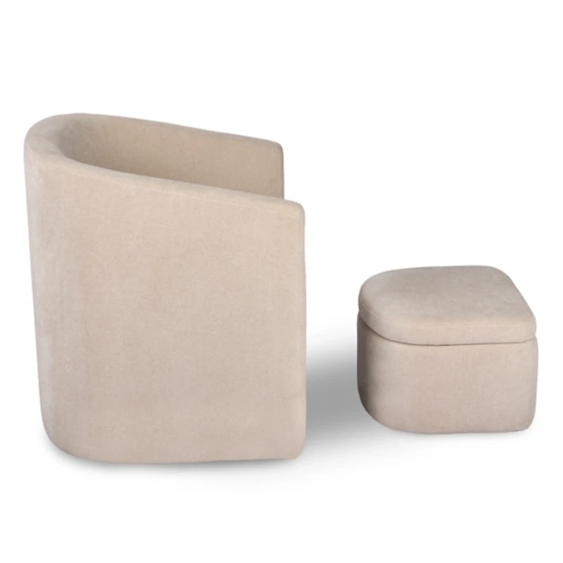 Bexley Natural Upholstered Chair & Ottoman Set