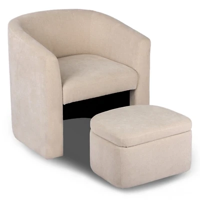 Bexley Natural Upholstered Chair & Ottoman Set