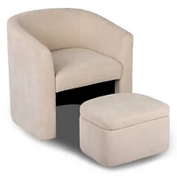 Bexley Natural Upholstered Chair & Ottoman Set