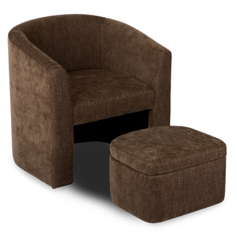 Bexley Mink Upholstered Chair & Ottoman Set