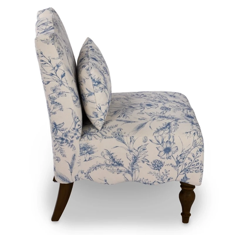 Margot Blue Floral Slipper Accent Chair