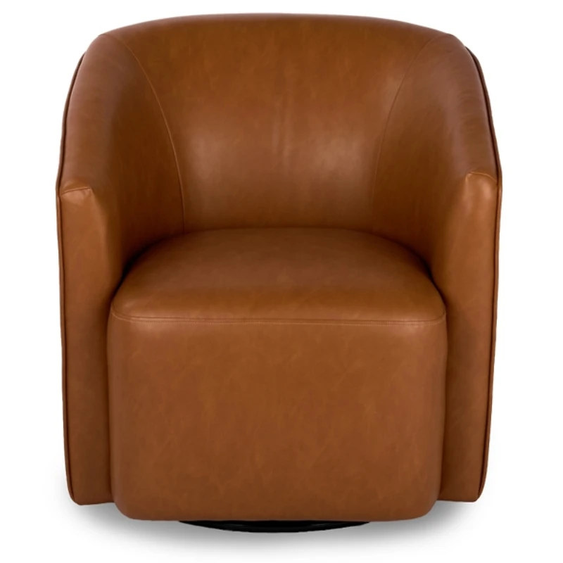 Aiden Caramel Faux Leather Swivel Chair