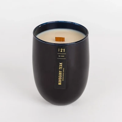 Mahogany Teak Wood Wick Jar Candle
