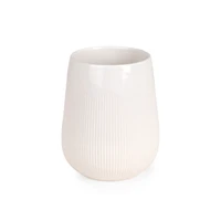 White Ribbed Stoneware Utensil Crock