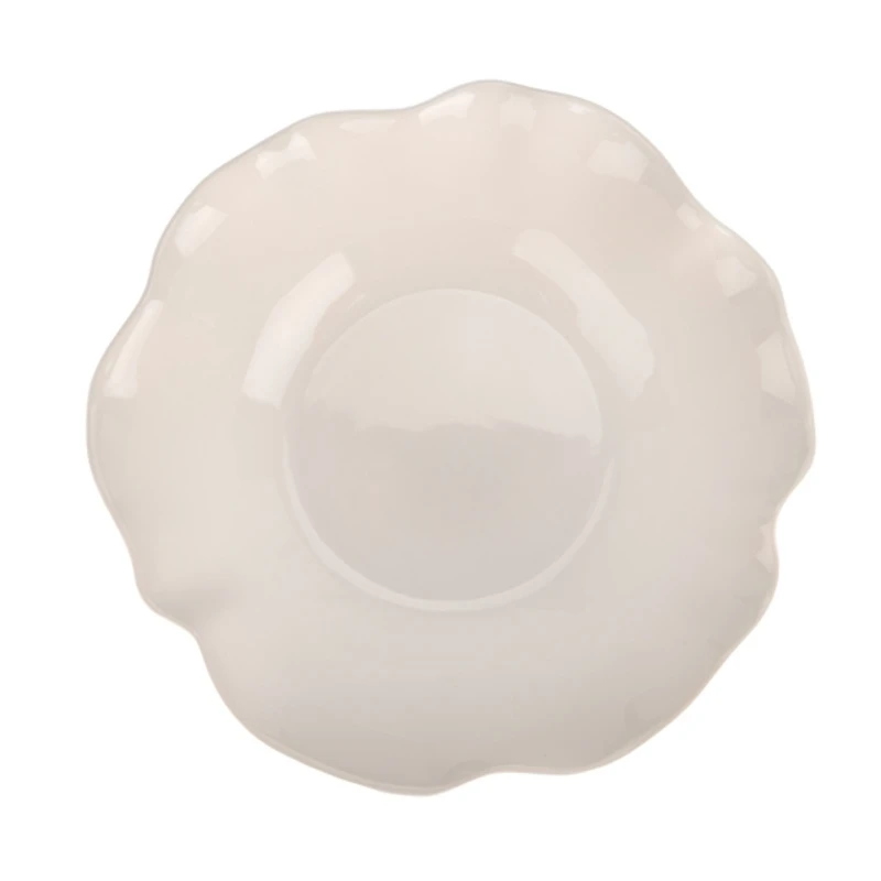 Small White Wavy Beaded Serving Bowl