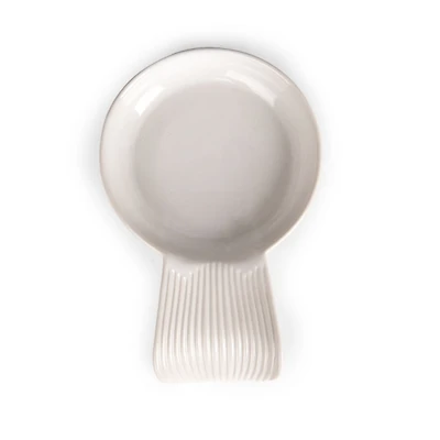 White Ribbed Stoneware Spoon Rest