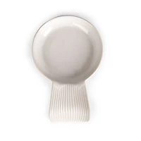 White Ribbed Stoneware Spoon Rest