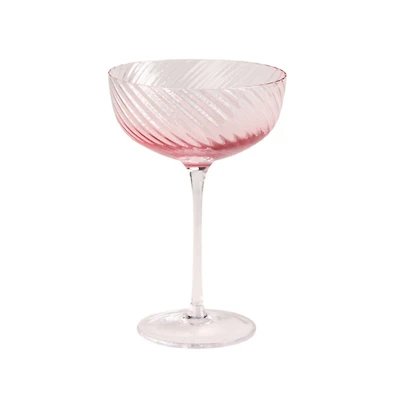 Pink Sloped Ripple Coupe Glass