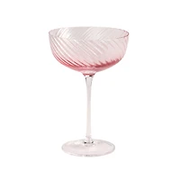 Pink Sloped Ripple Coupe Glass