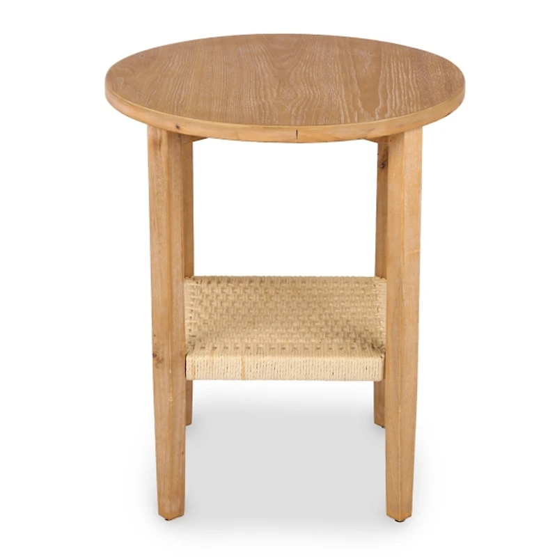 Natural Wood and Woven Rope Accent Table