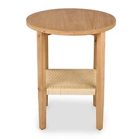 Natural Wood and Woven Rope Accent Table