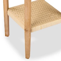 Natural Wood and Woven Rope Accent Table