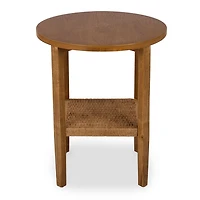 Walnut Wood and Woven Rope Accent Table