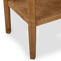 Walnut Wood and Woven Rope Accent Table