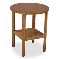 Walnut Wood and Woven Rope Accent Table